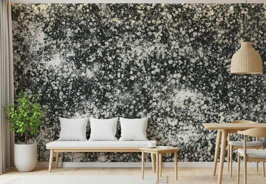 A beautiful monochrome dots wallpaper mural for a modern home.