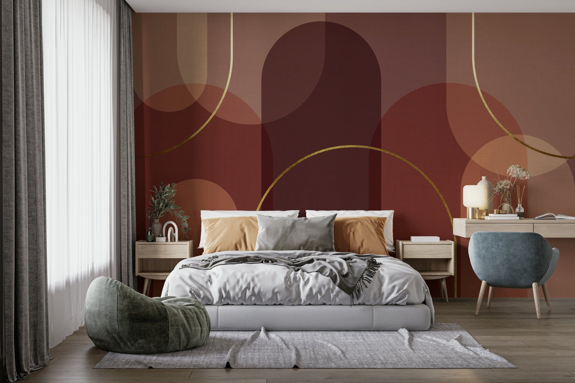 The overall feeling is one of calm, serenity, and artistic flair.
