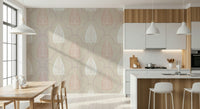 Elegant Foliage wallpaper delicate leaf pattern blush mauve design.