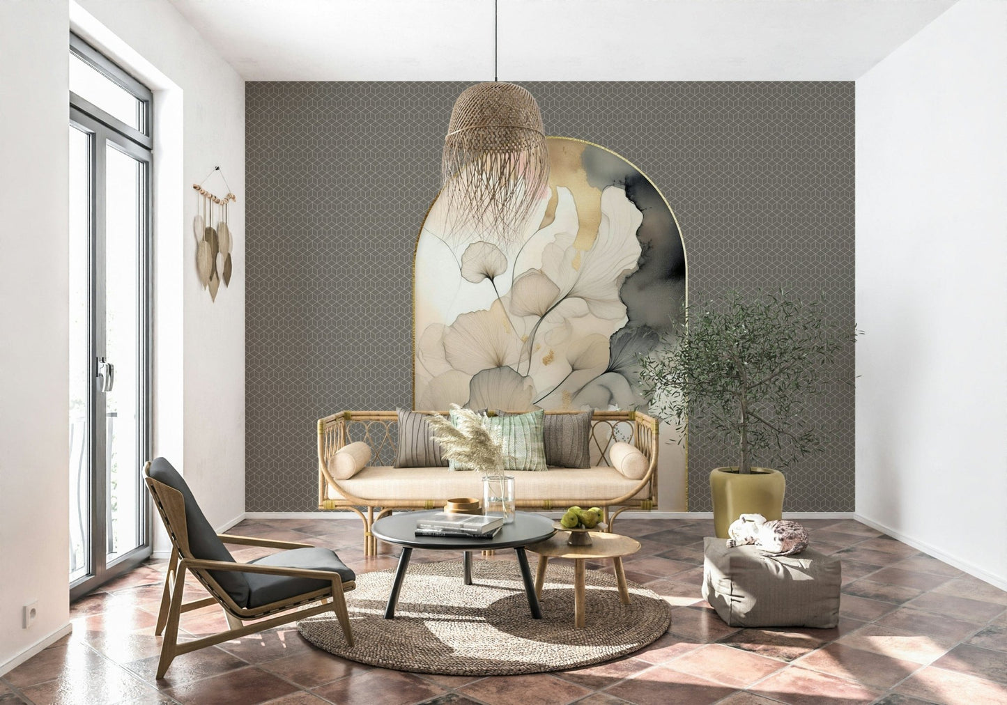 Elegant Gingko Archway Wall Mural