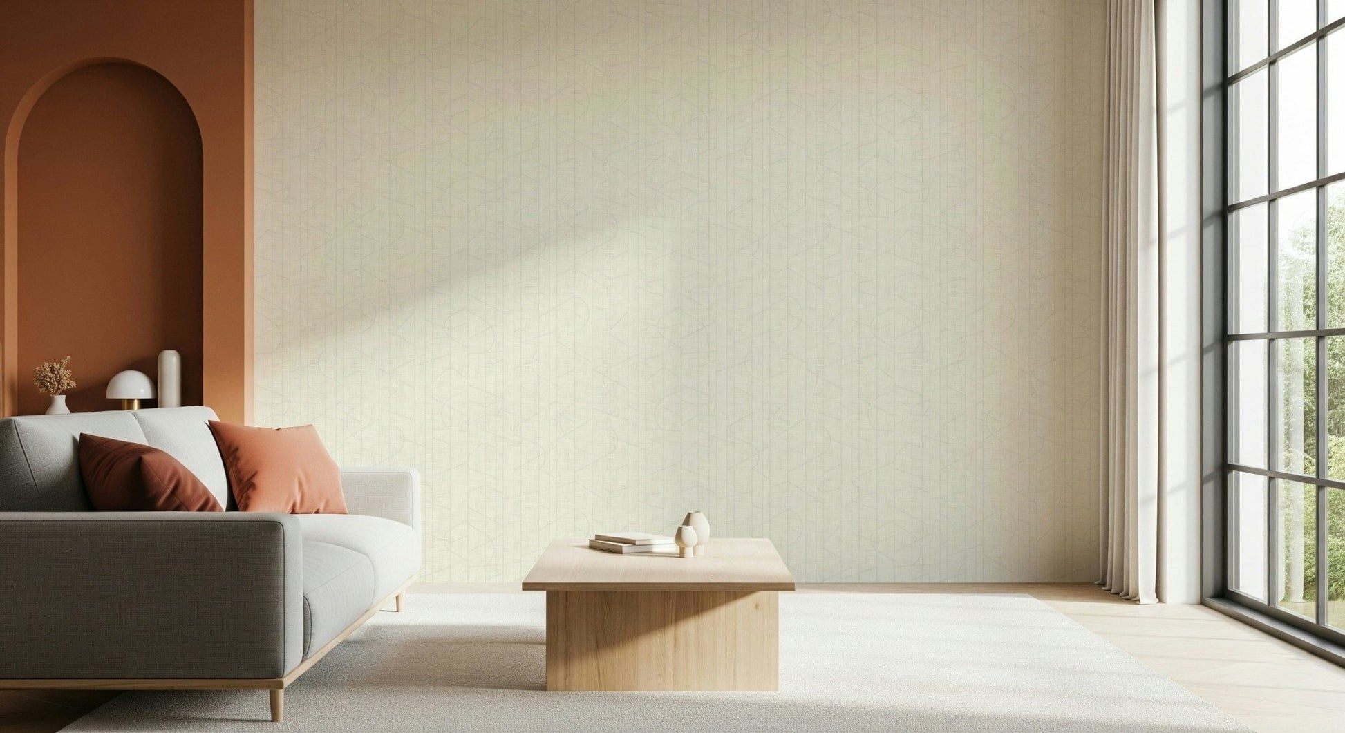 Neutral wallpaper with soft intersecting lines