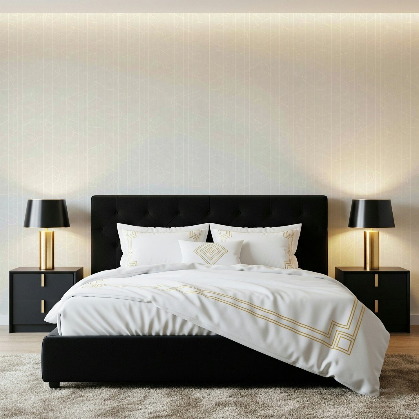 Subtle geometric beige wallpaper for interior walls