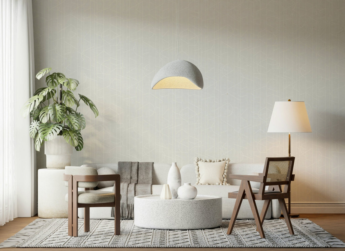 Minimalist beige wallpaper suitable for living spaces