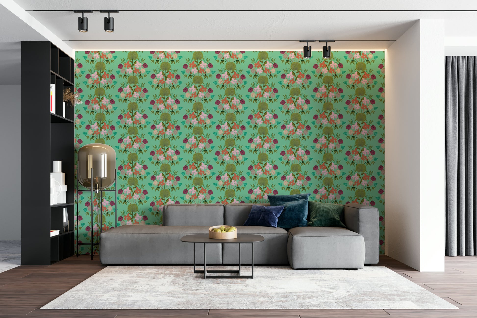Minimalist wallpaper with stylized lotus leaves

