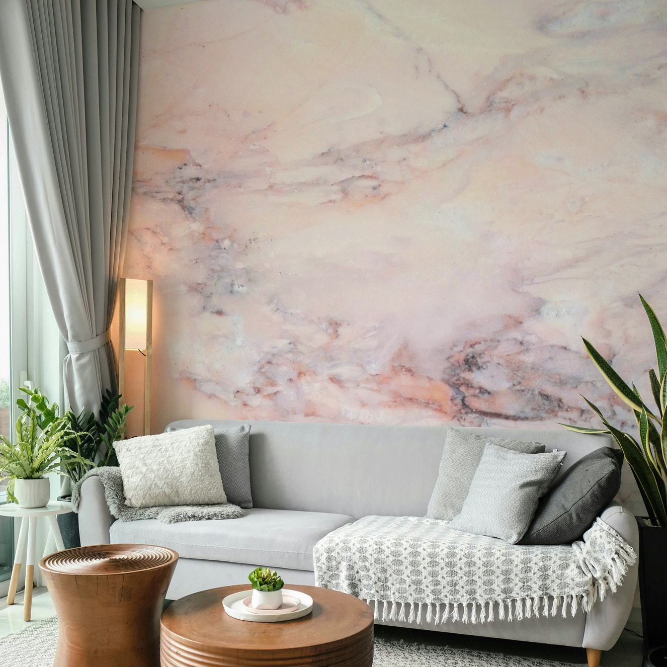 Pink marble wall mural design

