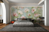 Elegant poppy floral wallpaper design
