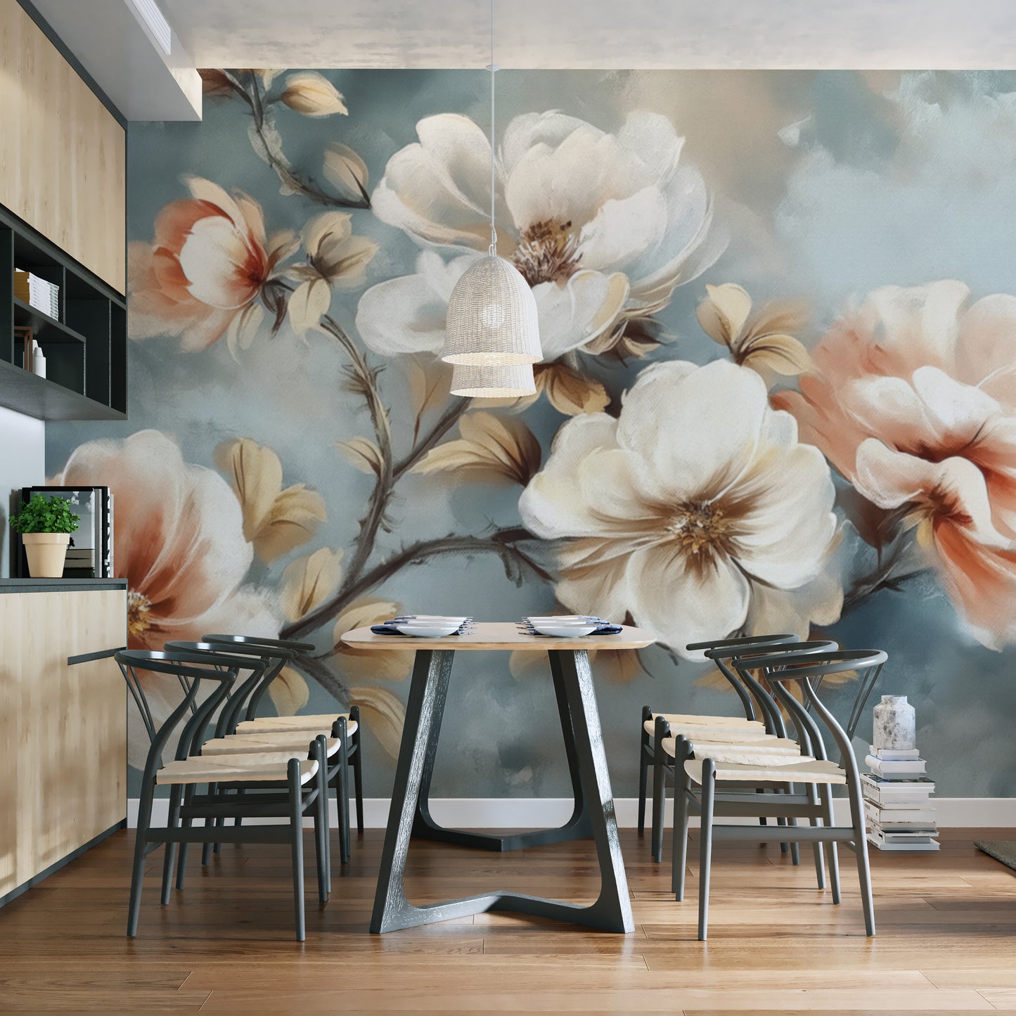 Elegant Watercolor Floral Wall Mural