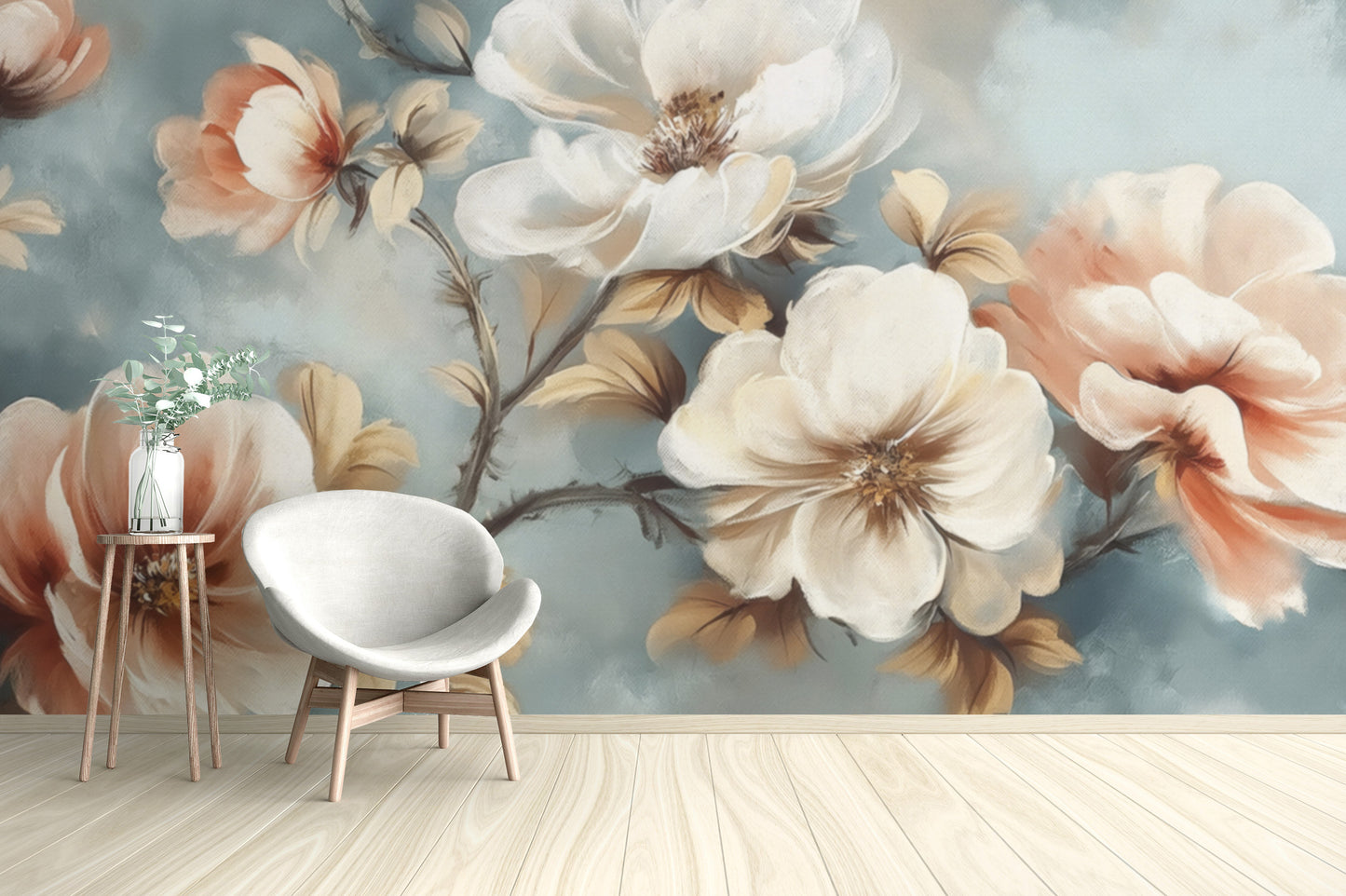 Elegant Watercolor Floral Wall Mural