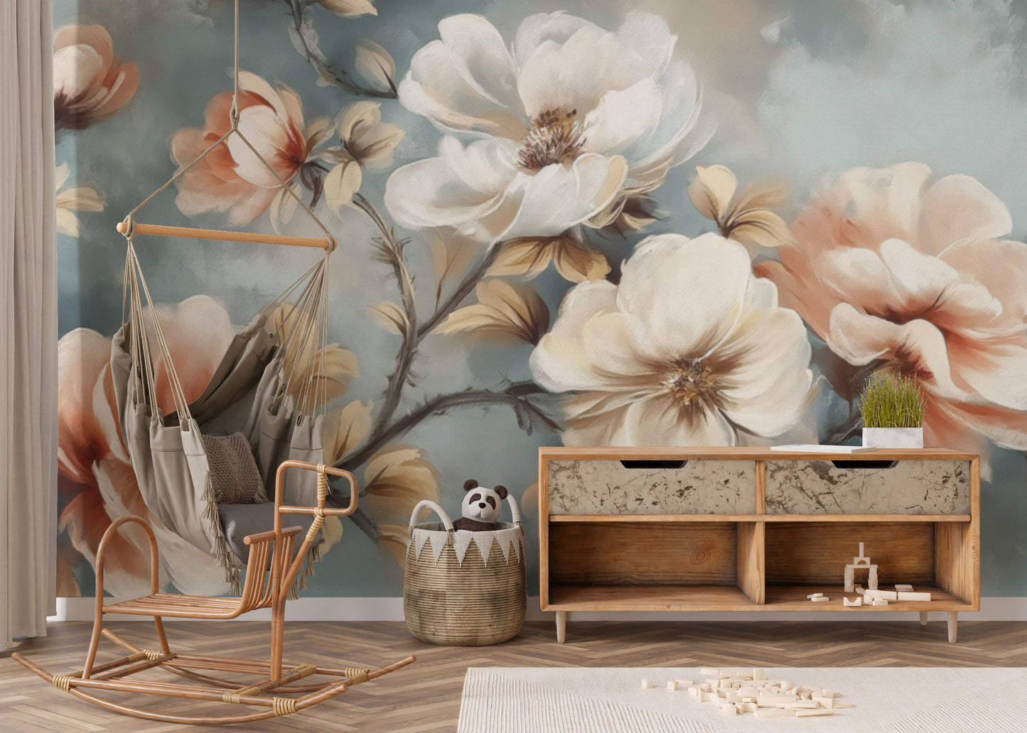 Elegant Watercolor Floral Wall Mural