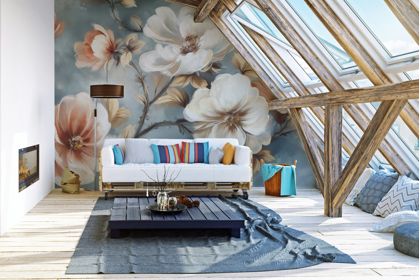 Elegant Watercolor Floral Wall Mural