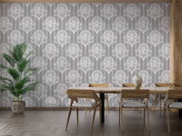 Grey and White Damask Wallpaper for interiors
