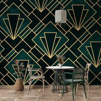 Stunning geometric design in emerald and gold for walls.

