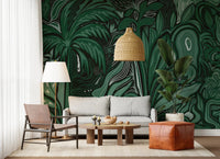 Flowing organic lines in the Emerald Canopy Jungle Noctiverdis Plants Wall Mural