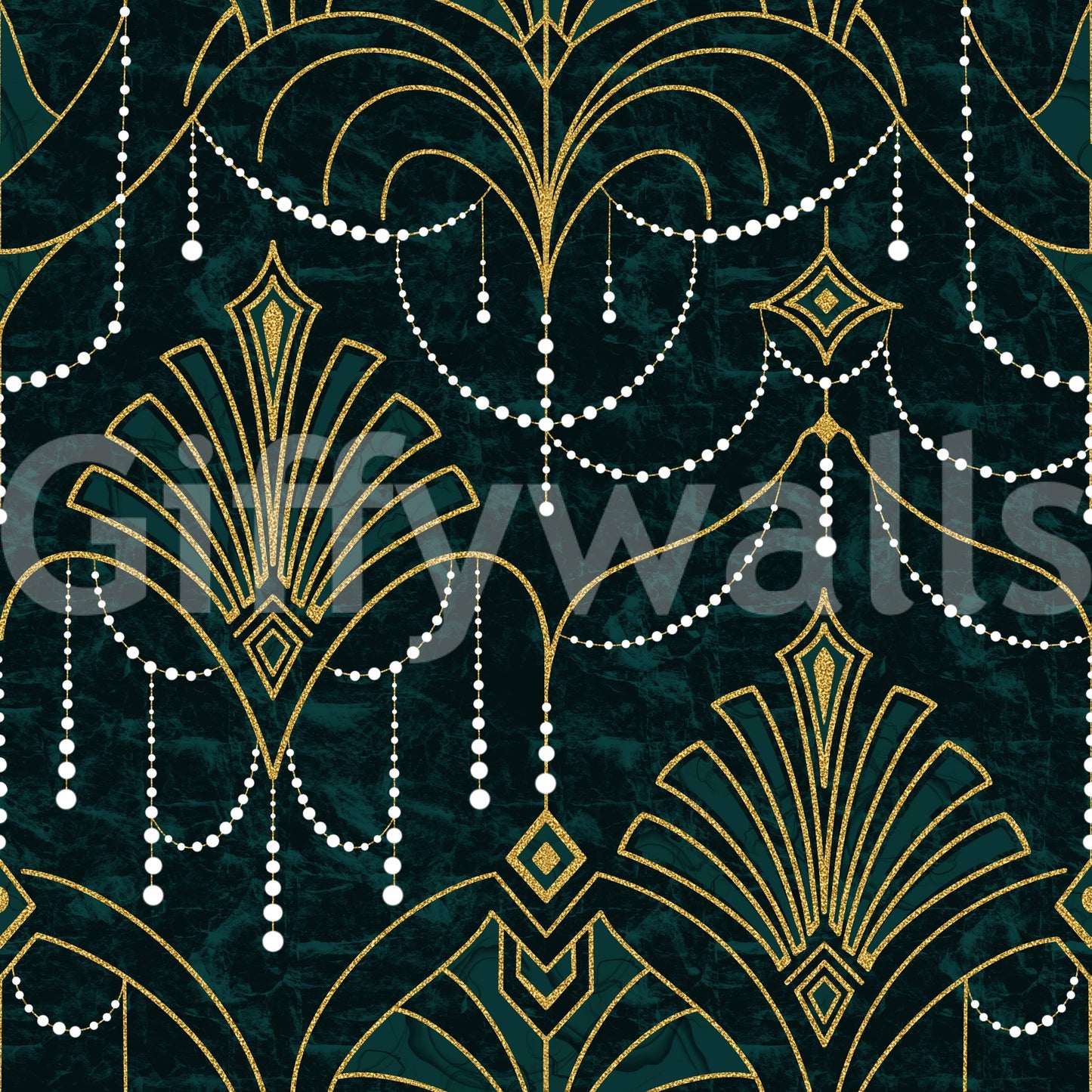 Gilded Emerald Deco Wallpaper⁠