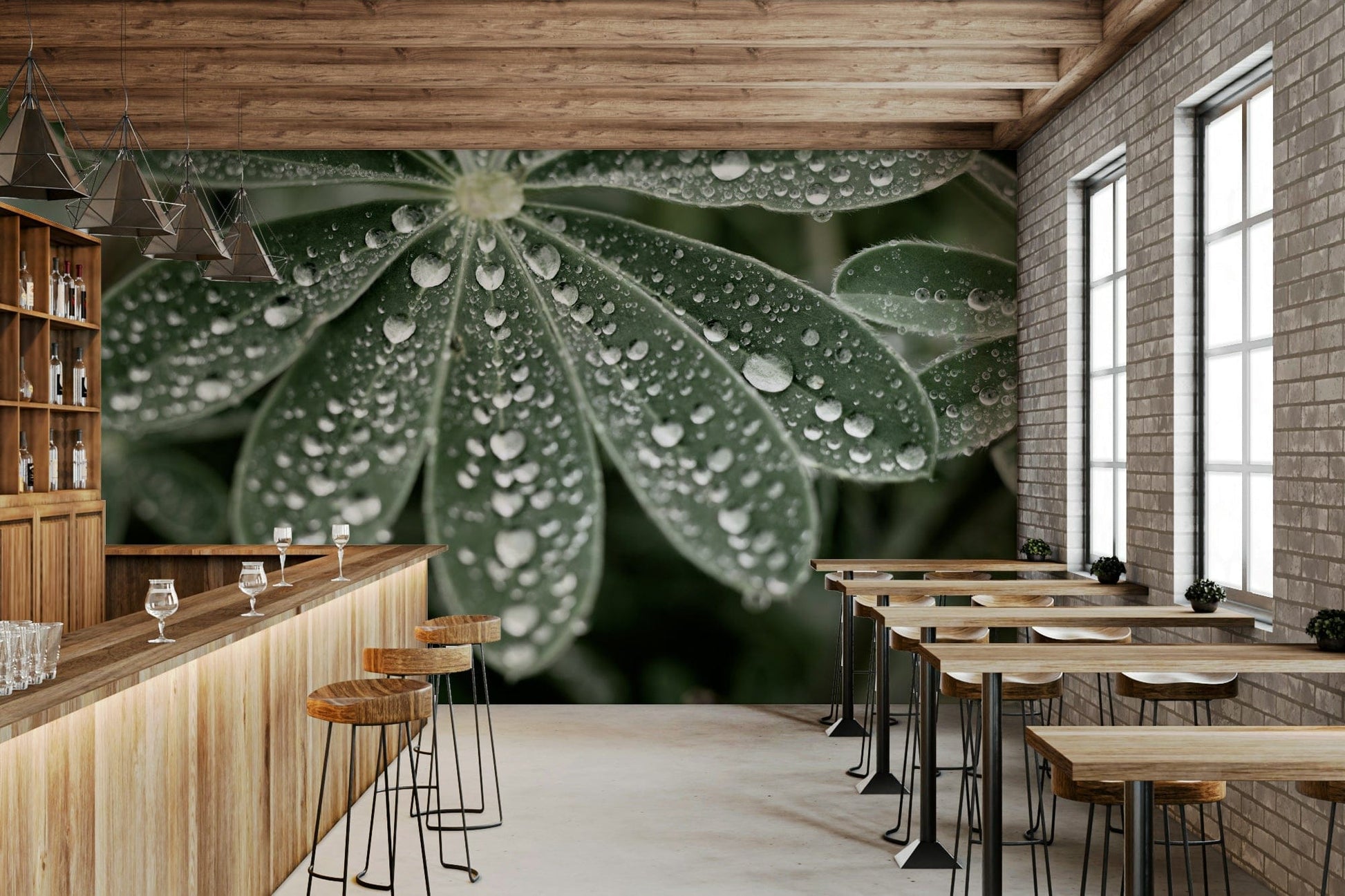 The peel and stick wallpaper showing realistic flower textures.