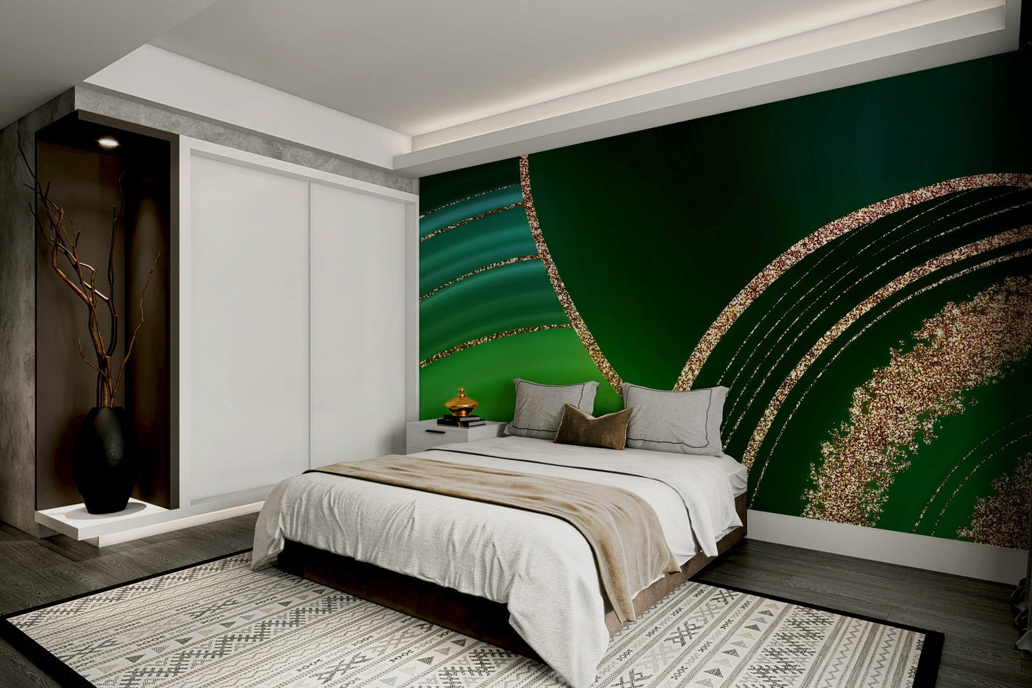 The wallpaper is perfect for an accent wall.

