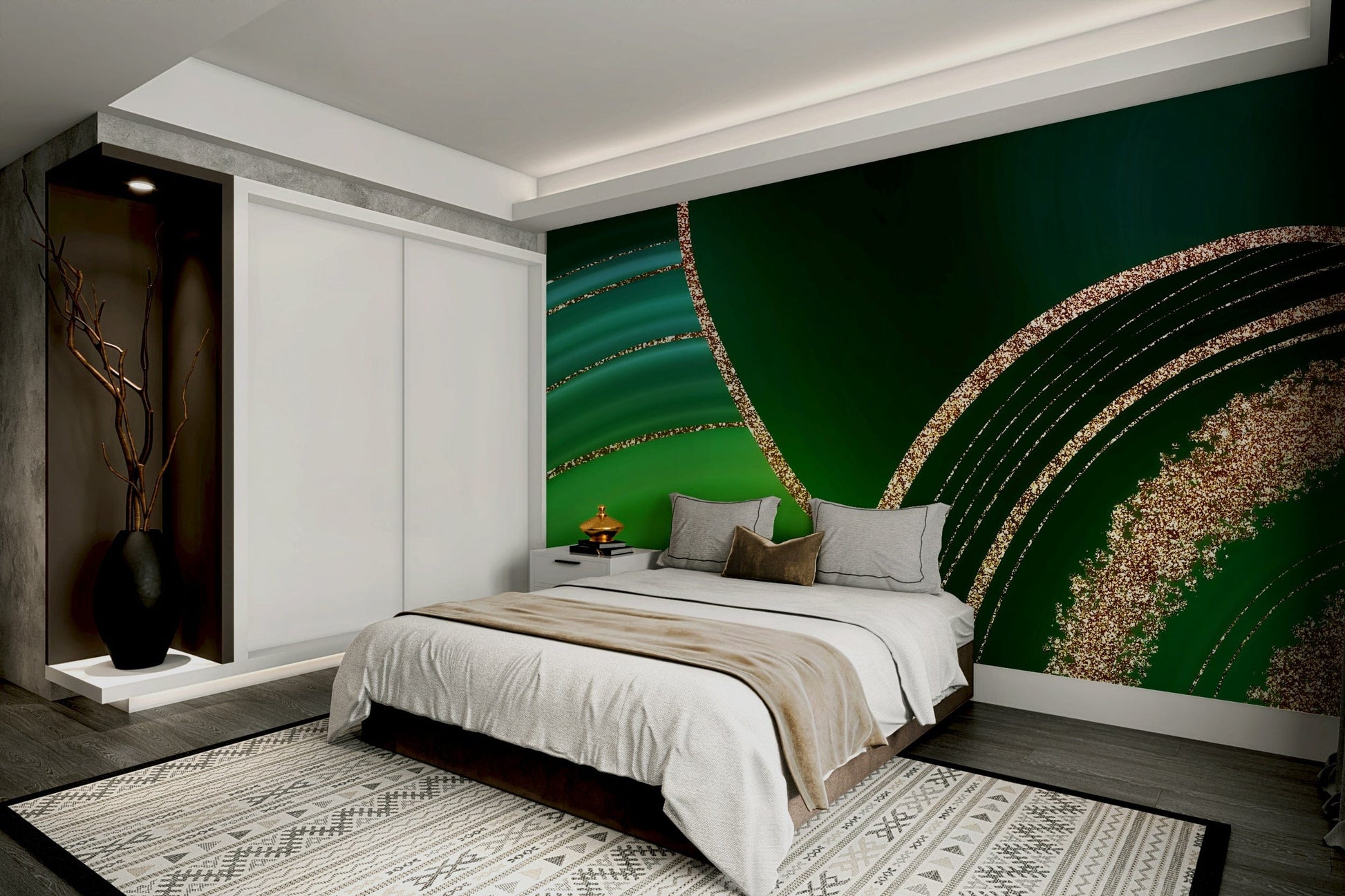 The wallpaper is perfect for an accent wall.

