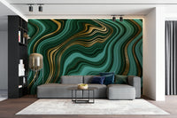 The mural shows a beautiful, abstract flowing design.

