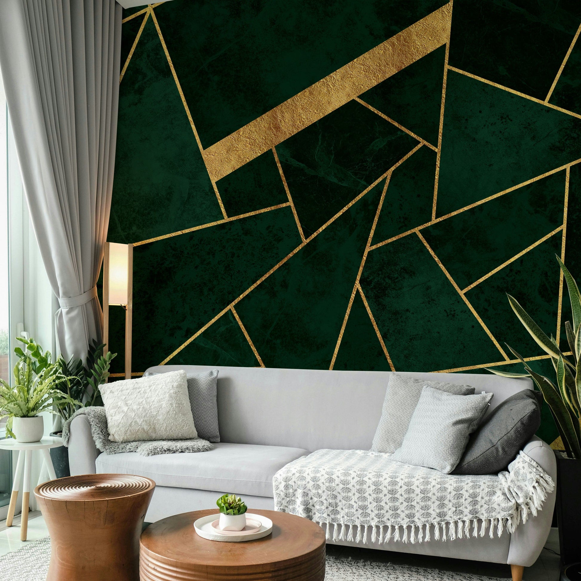 A luxurious jewel tone mosaic wall mural for opulent decor.

