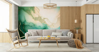 Emerald marble mural with textured veins and natural patterns perfect for high-end interiors.