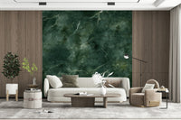 Decorative mural featuring intricate emerald marble patterns with natural flowing swirls.