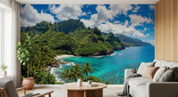 Coastal scene wall mural azure water tropical cliffs