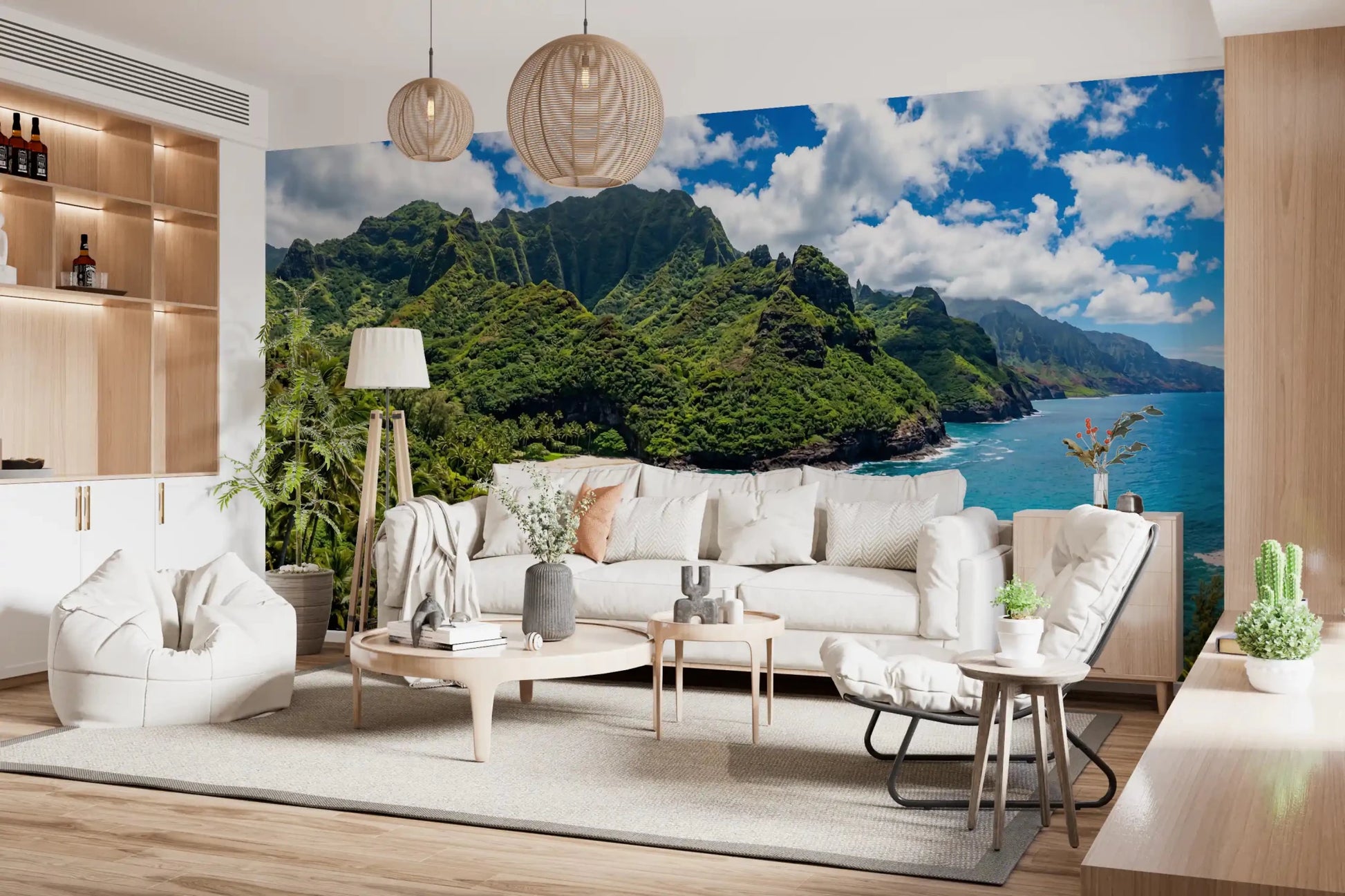 Tropical coast wall mural emerald shores blue ocean