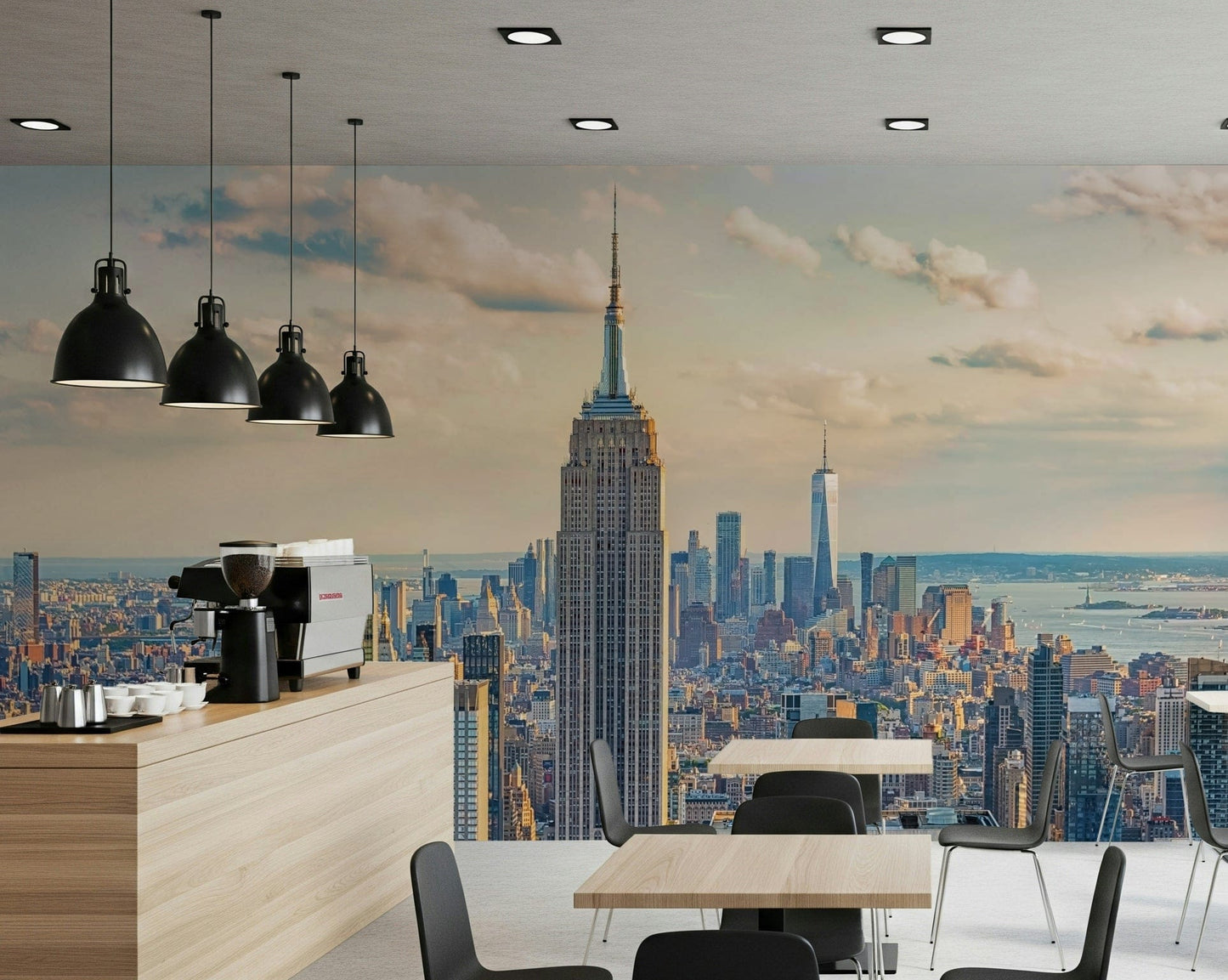 Iconic skyscraper view on peel and stick wallpaper.