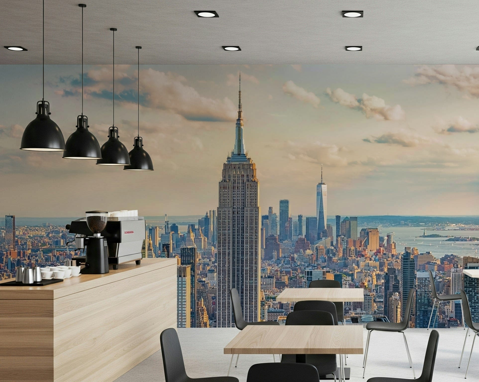 Iconic skyscraper view on peel and stick wallpaper.