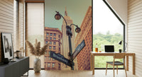 Urban vista Manhattan Majesty print, soaring art-deco wallpaper for walls.