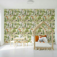 Whimsical Enchanted Forest Tales nursery wall paper.