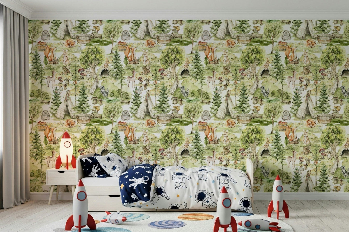 Boho tent Enchanted Forest Tales peel and stick pattern.