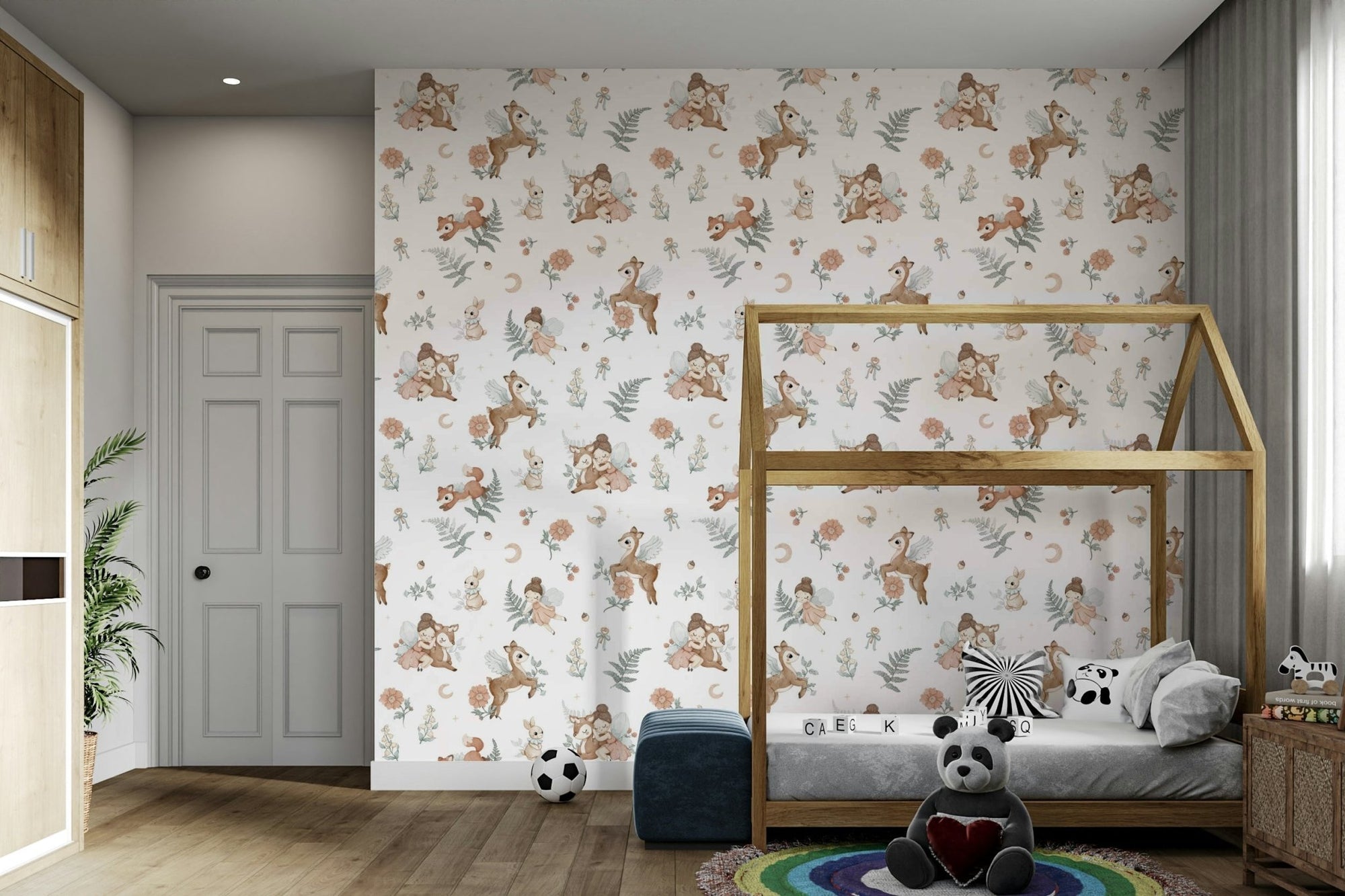 Enchanted forest wallpaper with mystical trees and foliage

