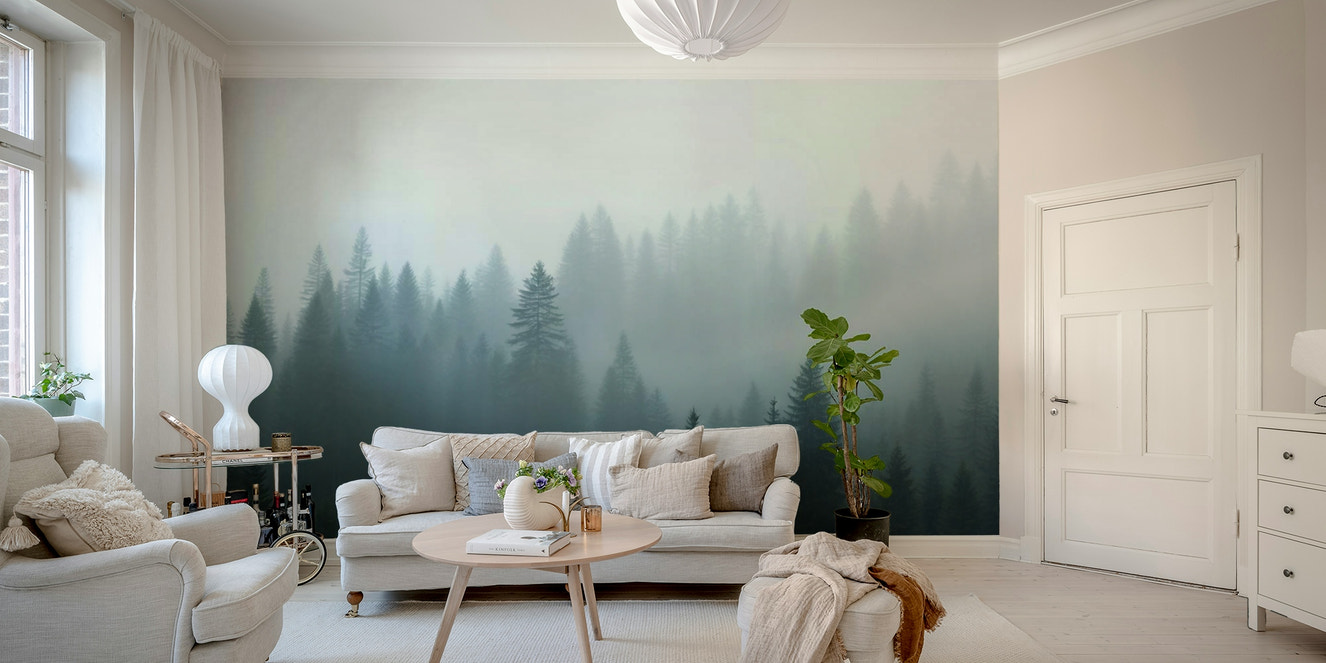 Dark misty forest wall mural

