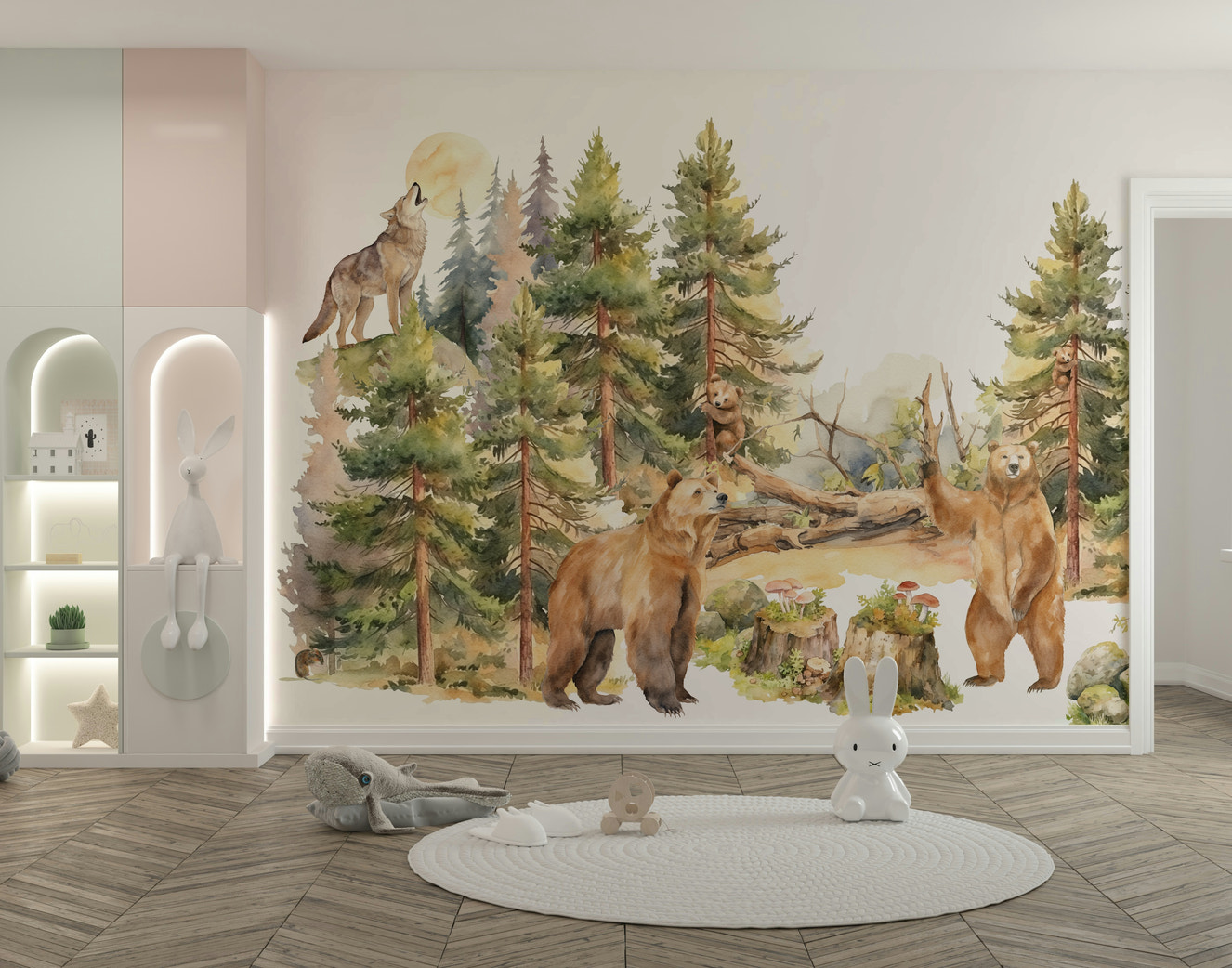 Enchanted Forest mural wallpaper with trees

