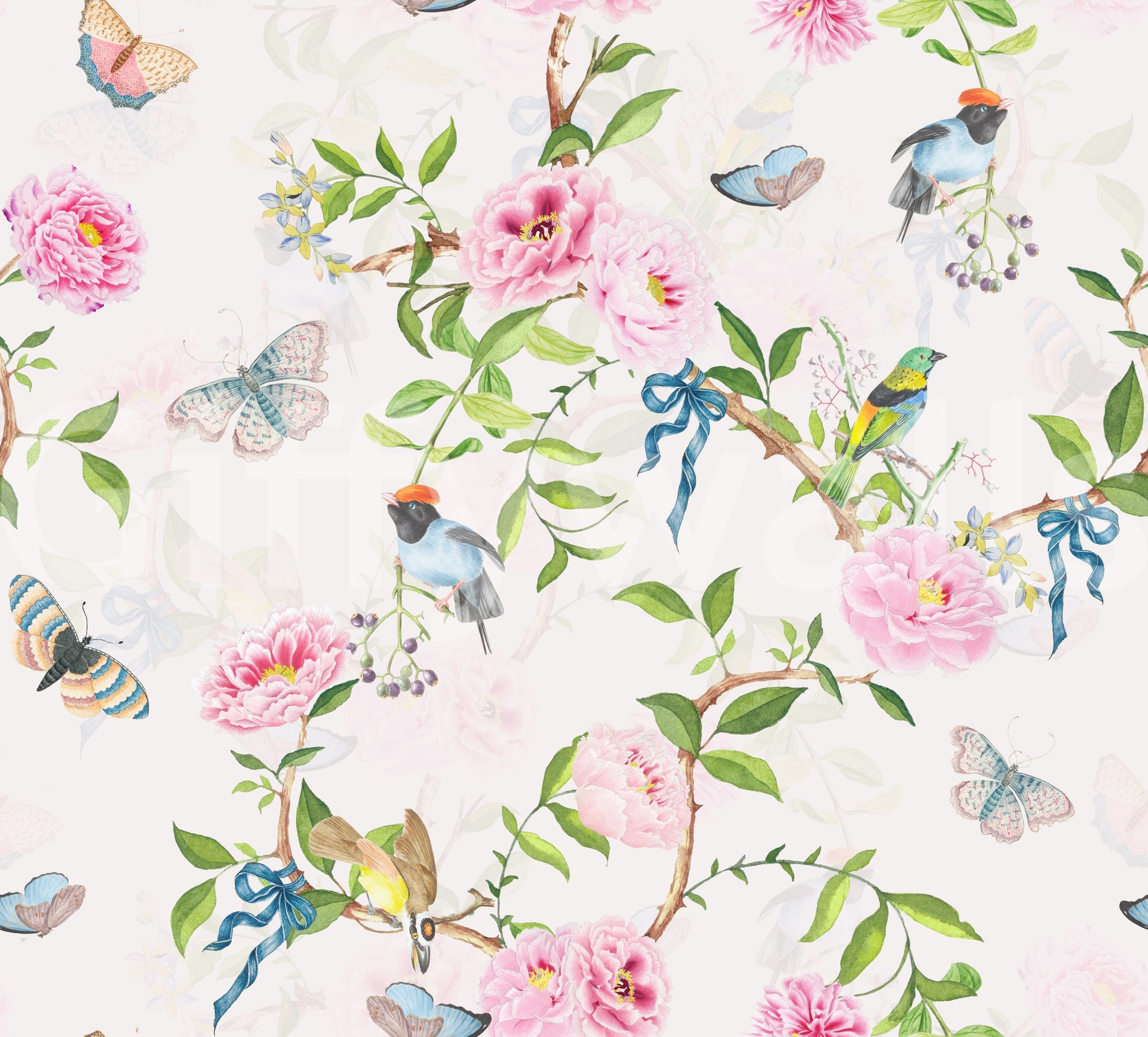 Enchanted Garden Escape design with romantic spring florals.

