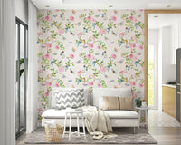 Romantic garden mural with delicate vines and nature elements.

