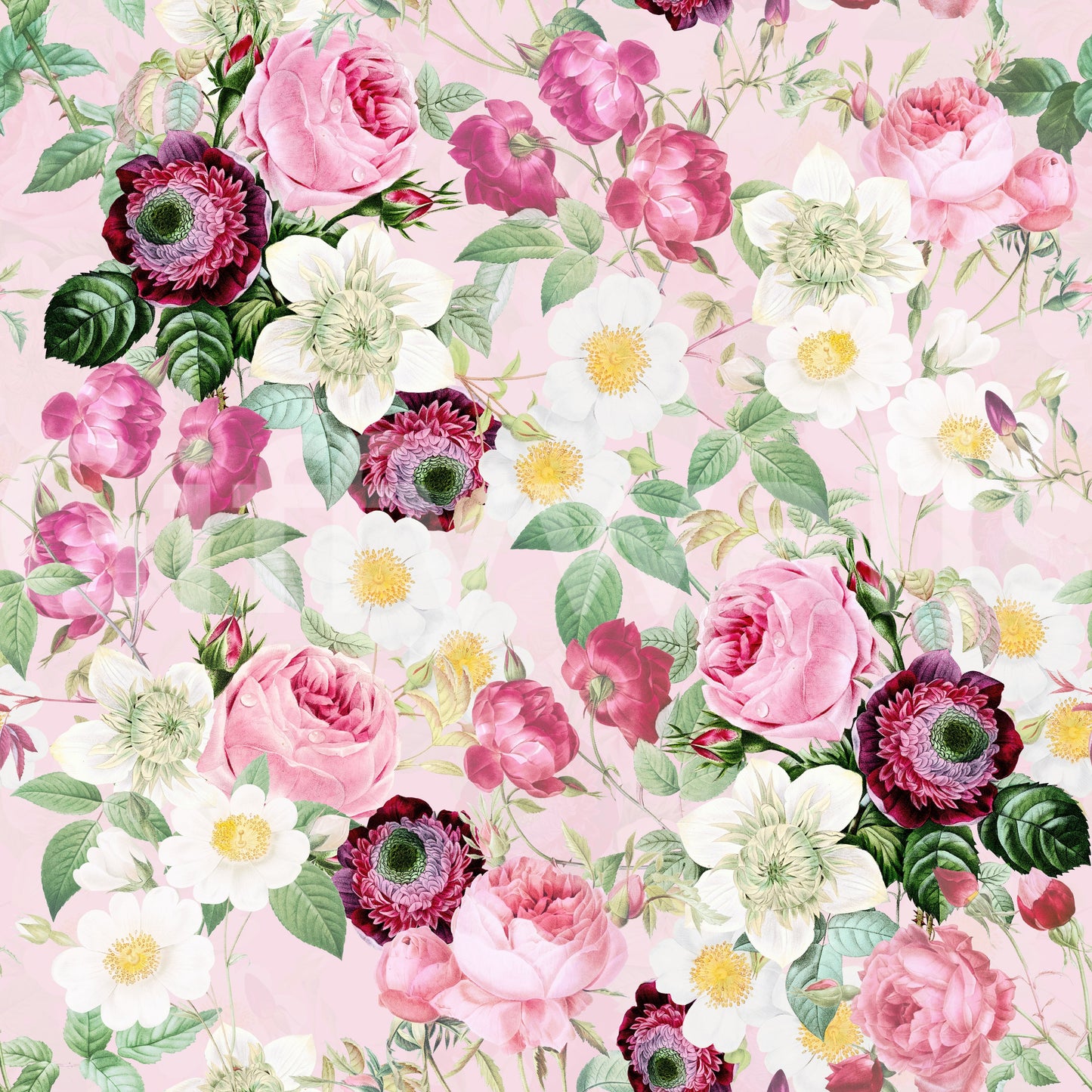 Elegant floral wallpaper with enchanting rose pattern


