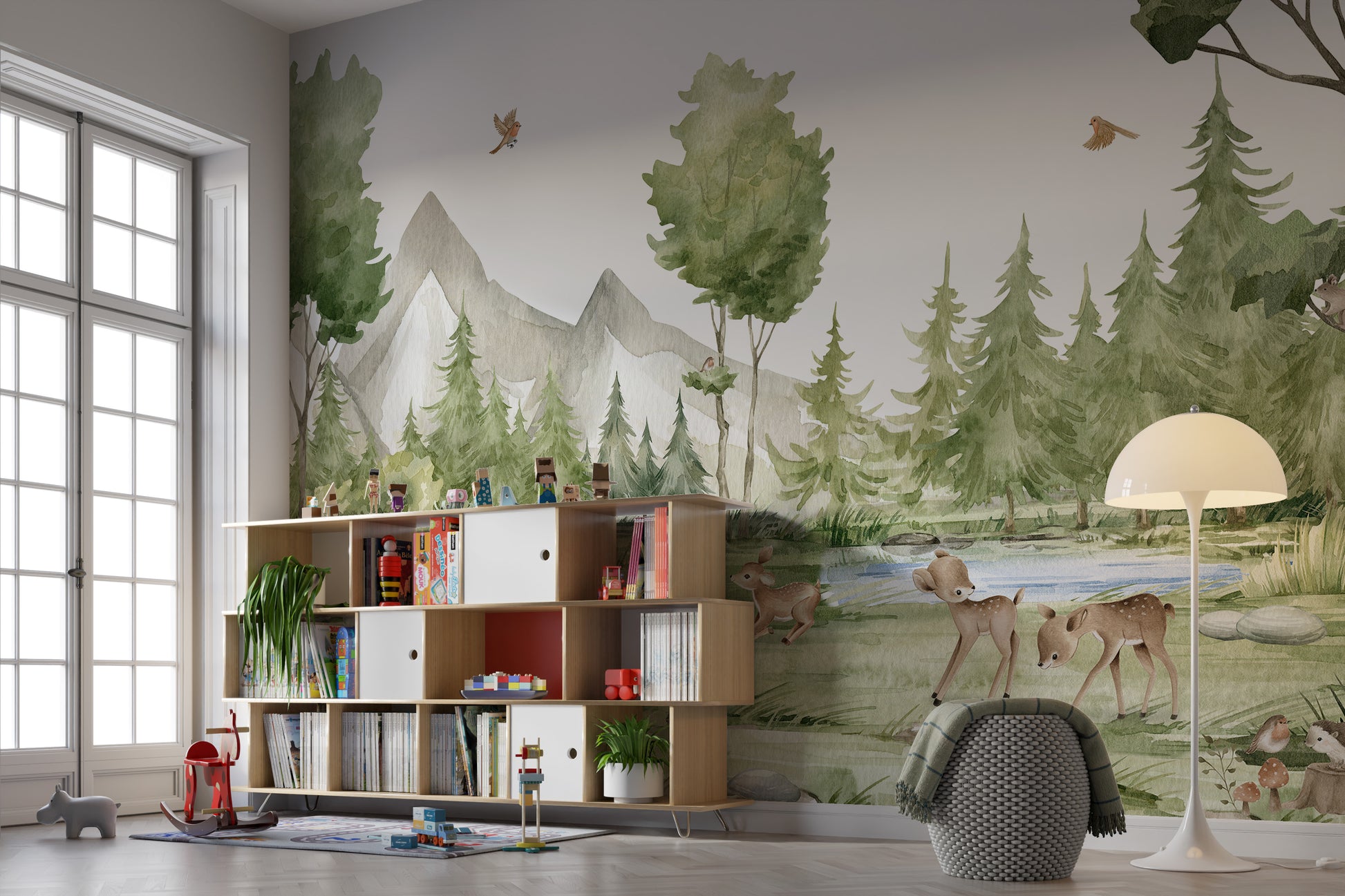 Enchanted Green Watercolor Forest Wallpaper - Giffywalls