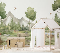 Kids' enchanted green forest wall mural