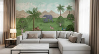 Hallway Enchanted River Oasis wall mural featuring wildlife view