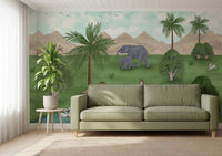 Enchanted River Oasis wall mural in living room with river scene