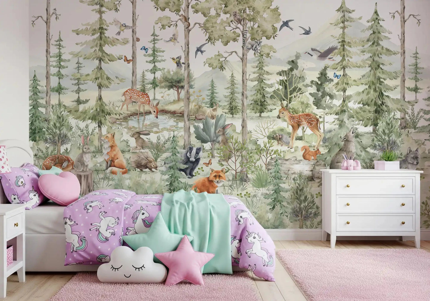 Enchanted Woodland Friends Wall Mural
