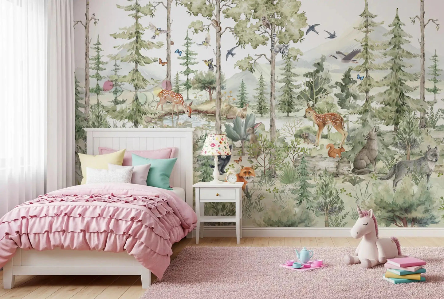 Enchanted Woodland Friends Wall Mural