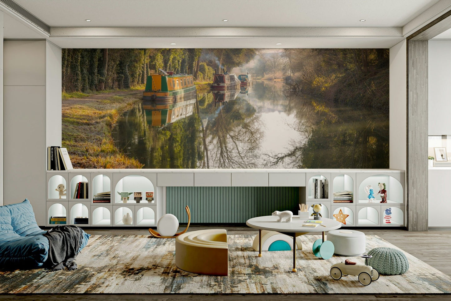 Wall mural with tree reflections

