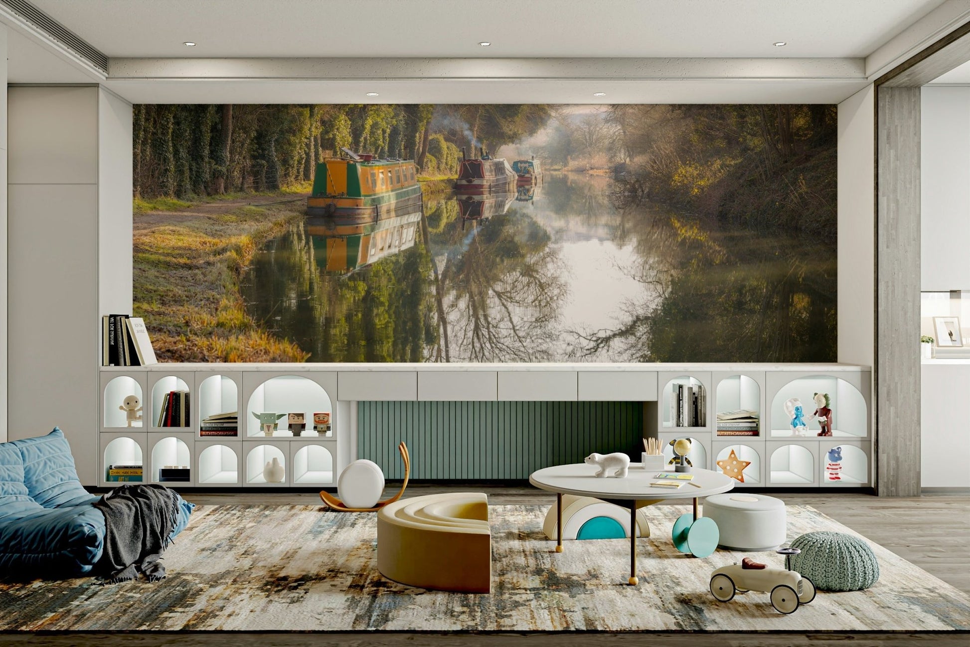 Wall mural with tree reflections

