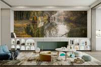 Wall mural with tree reflections

