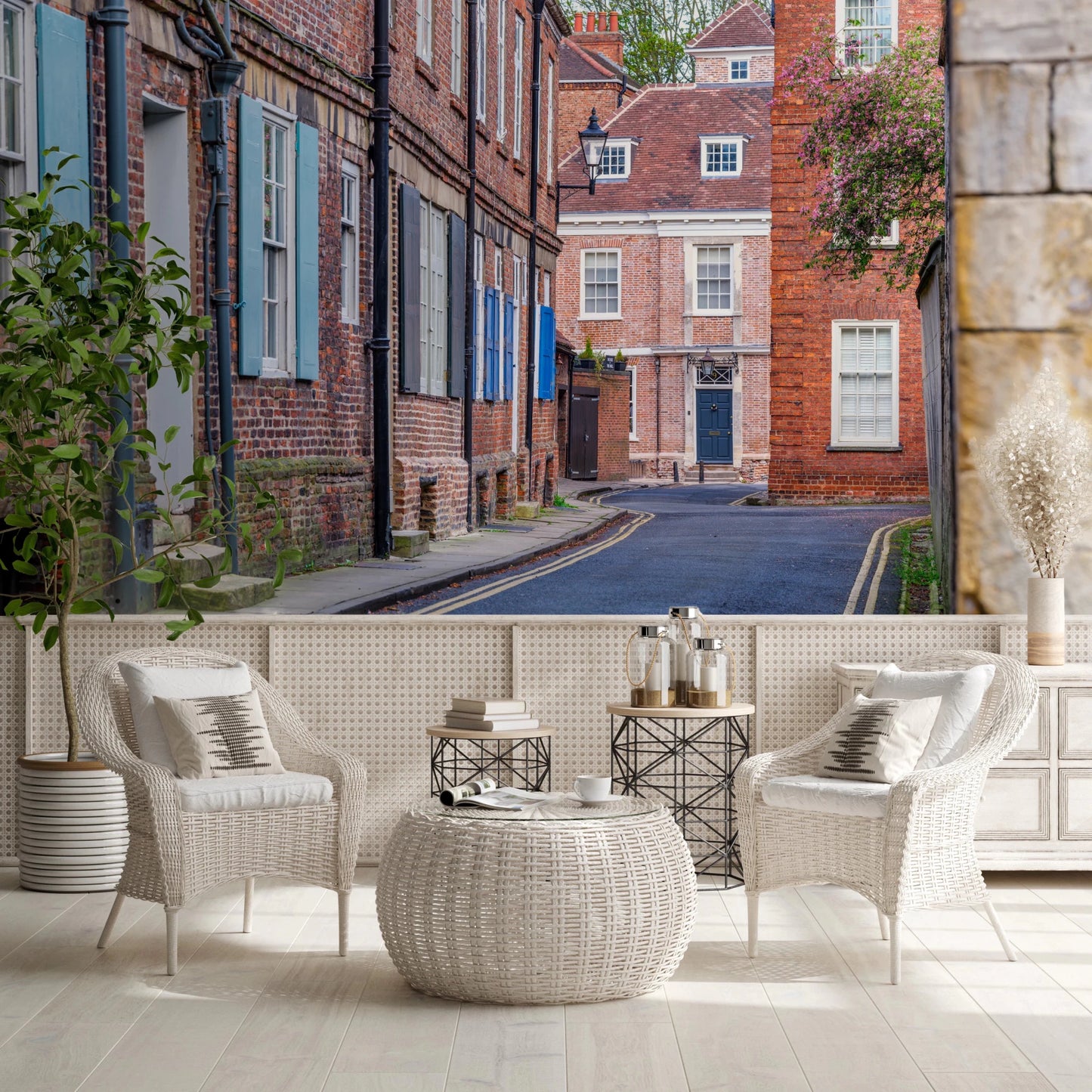 English Town Lane Wall Mural