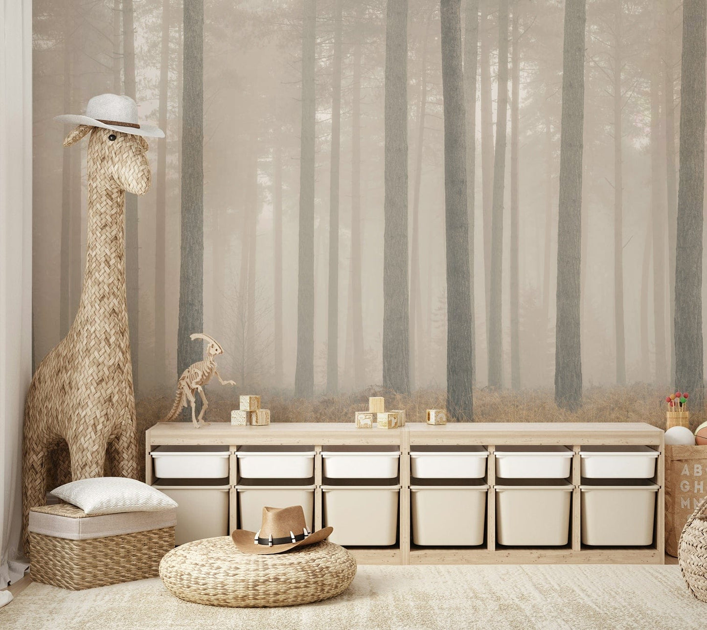 A calming serene design wallpaper mural that defines a space.

