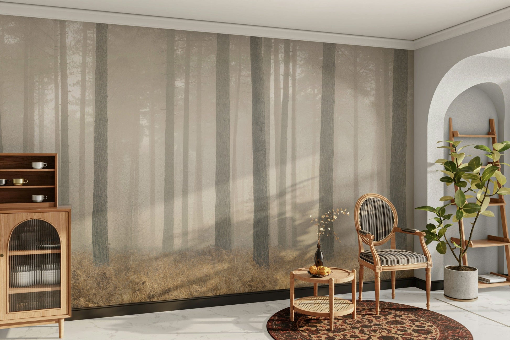 A graceful subtle texture wall mural in rich, deep tones.

